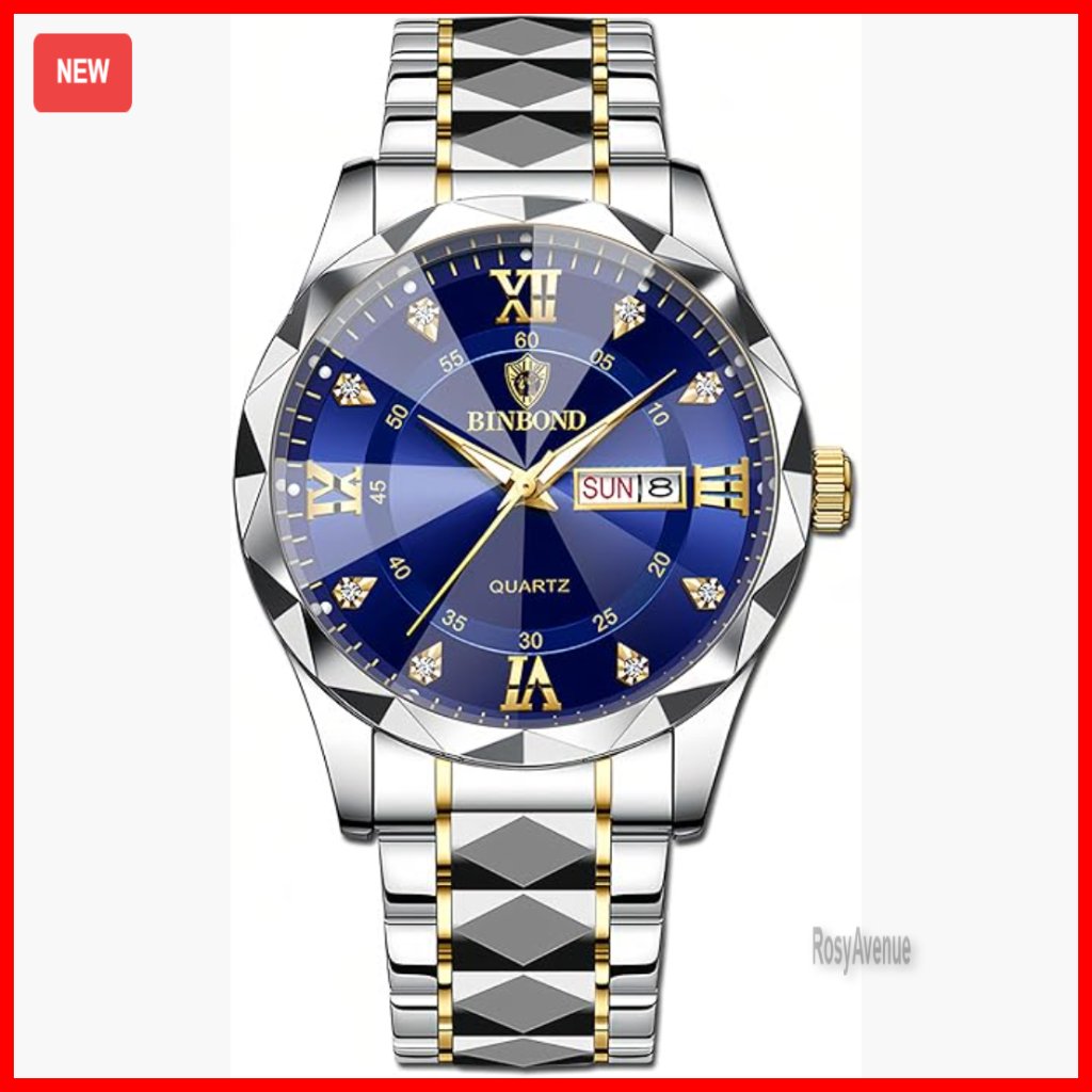 Stainless Steel Business Watch With Roman Numerals Day Date Calendar
